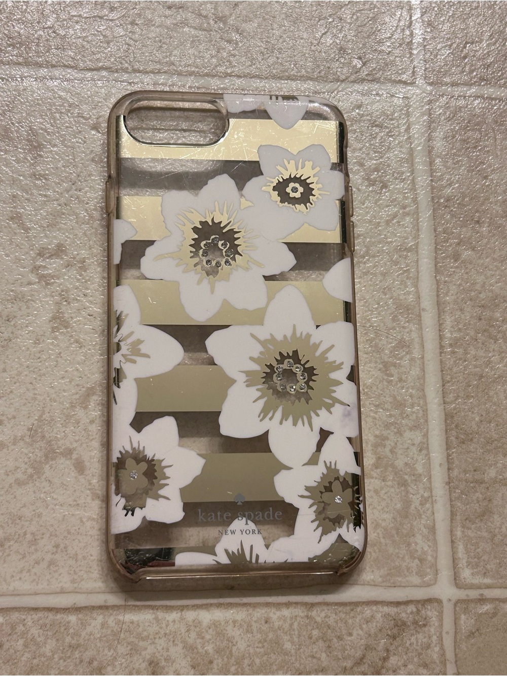 Kate Spade New York Case for  iPhone 8/7/6s Plus -Hollyhock Gold Stripe